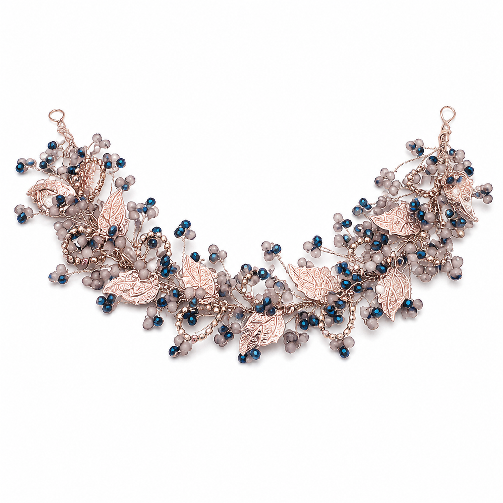 Elegant Leaf & Bead Hair Bun Accessory