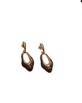 Noir Luxe Drop Earrings – Gold & Dark Enamel Organic Pendant