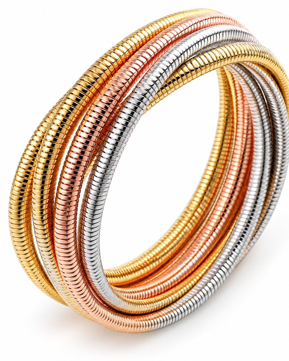 Tri-Tone Textured Stacking Bangles
