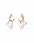 Triple Pearl Cluster Drop Earrings