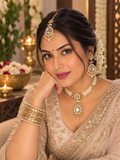 Gold Kundan Bridal Choker Necklace Set with Earrings & Maang Tikka