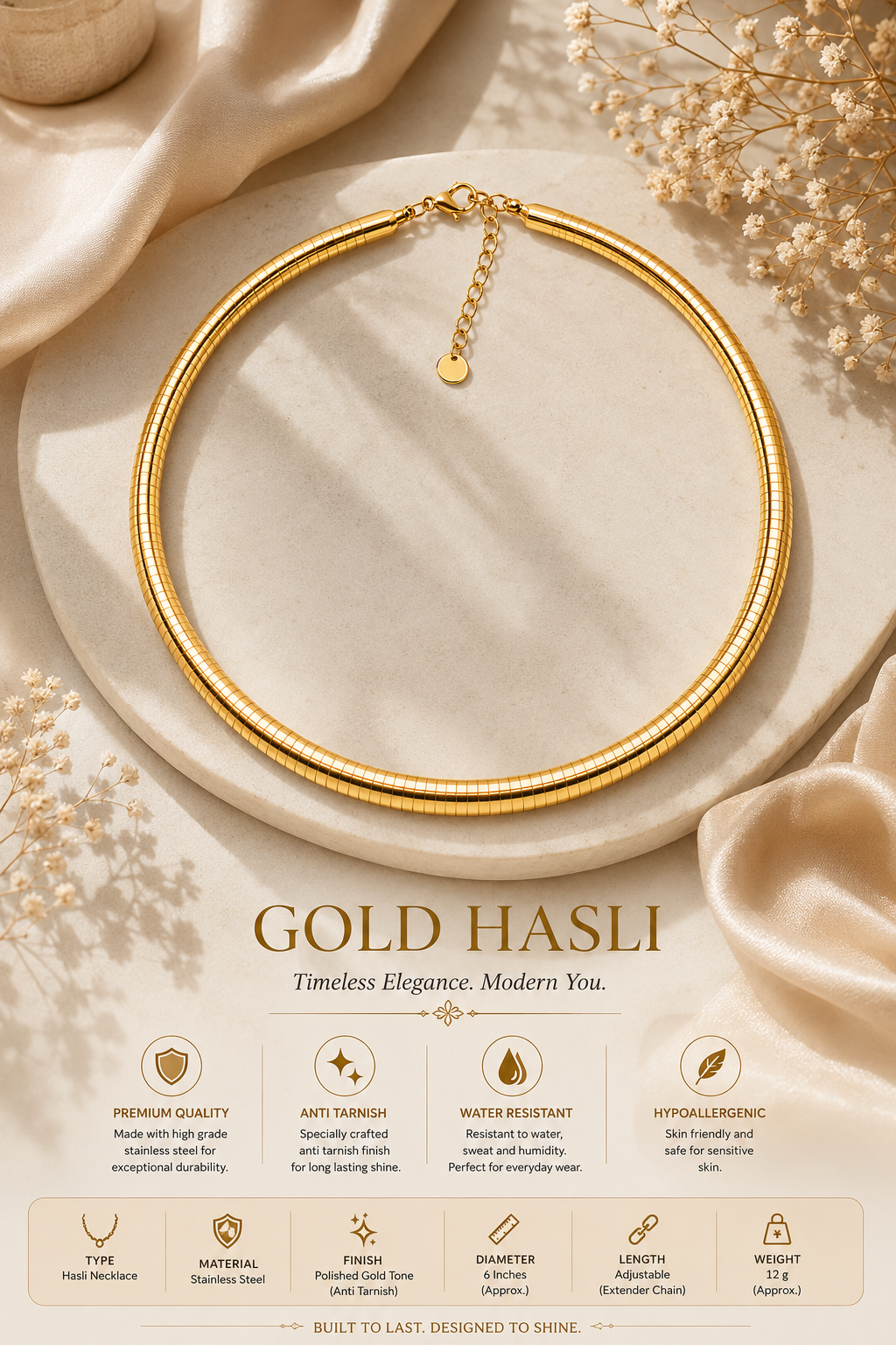 Gold-Tone Stainless Steel Hasli Necklace