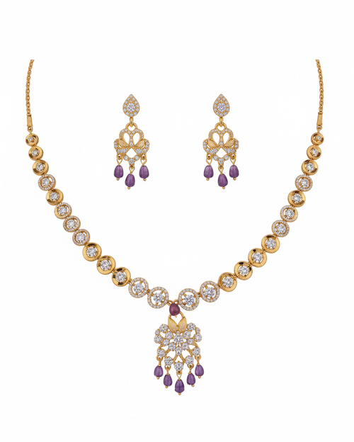 Amethyst AD Necklace & Earring Set