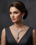 Black stone American Diamond necklace set lifestyle image