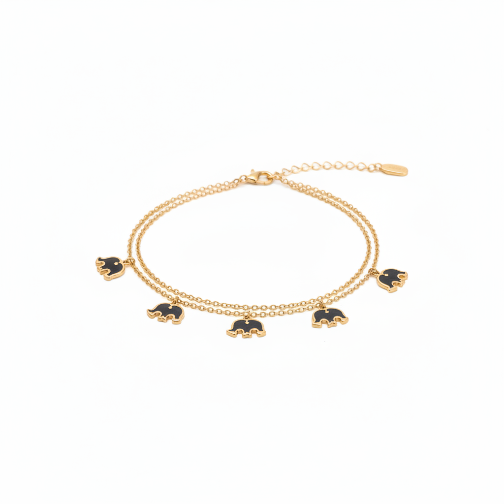 Elephant Charm Anklet - 4 Charms