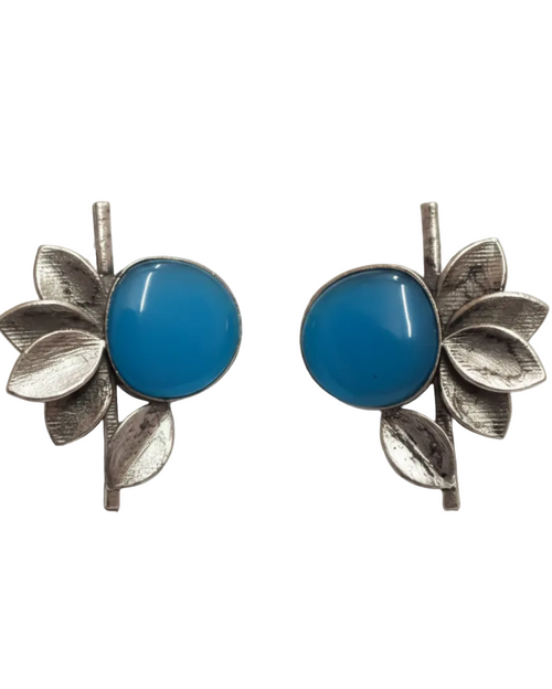 Enhanced Blue Stone Botanical Earrings
