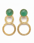Enhanced Green Aventurine Circle Earrings