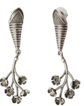 Vintage Floral Bell Drop Earrings with Textured Cone Design