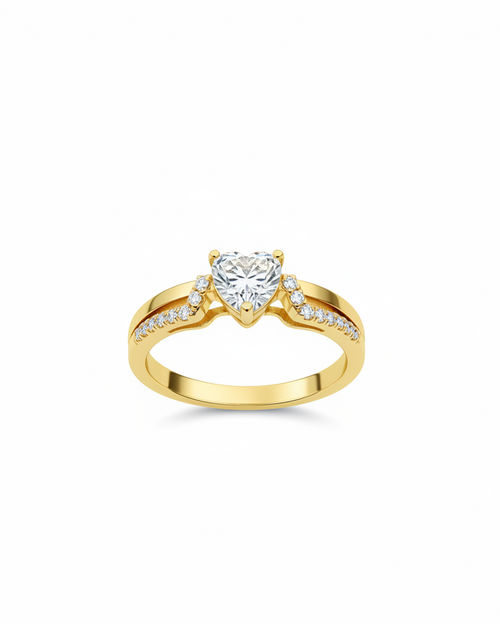 Gold Heart Diamond Ring