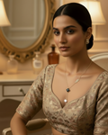 Gold Lariat Necklace - Round Crystal Drop