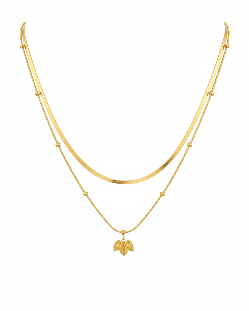 Gold Layered Necklace – White Background