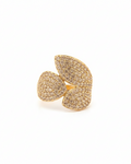Triple Petal Pave Statement Ring | Gold Cocktail Ring