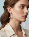 Multi-stone branch earrings lifestyle image - worn by model