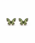 Green Crystal Butterfly Stud Earrings