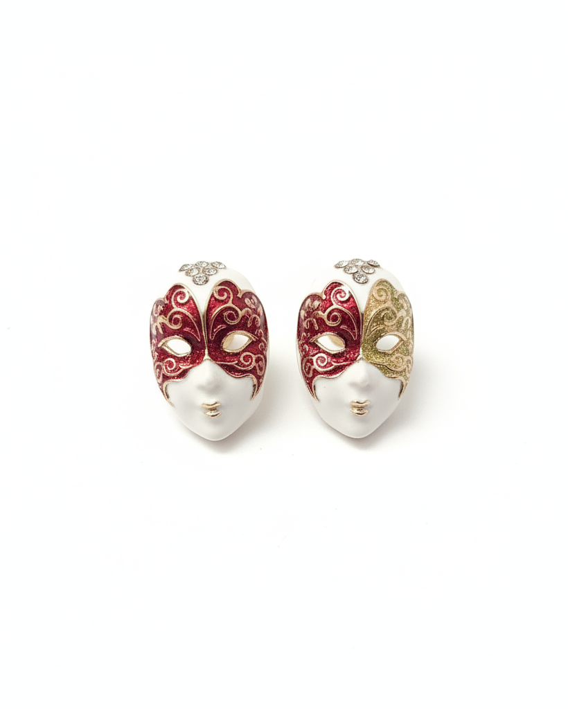 Venetian Masquerade Face Stud Earrings