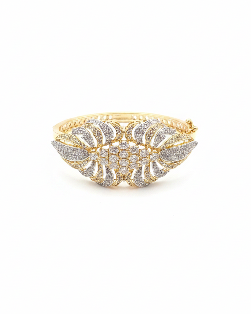 Gold Diamond Pavé Butterfly Wing Statement Bangle