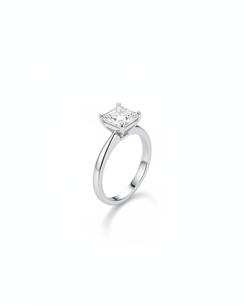 Princess Cut Solitaire American Diamond Ring