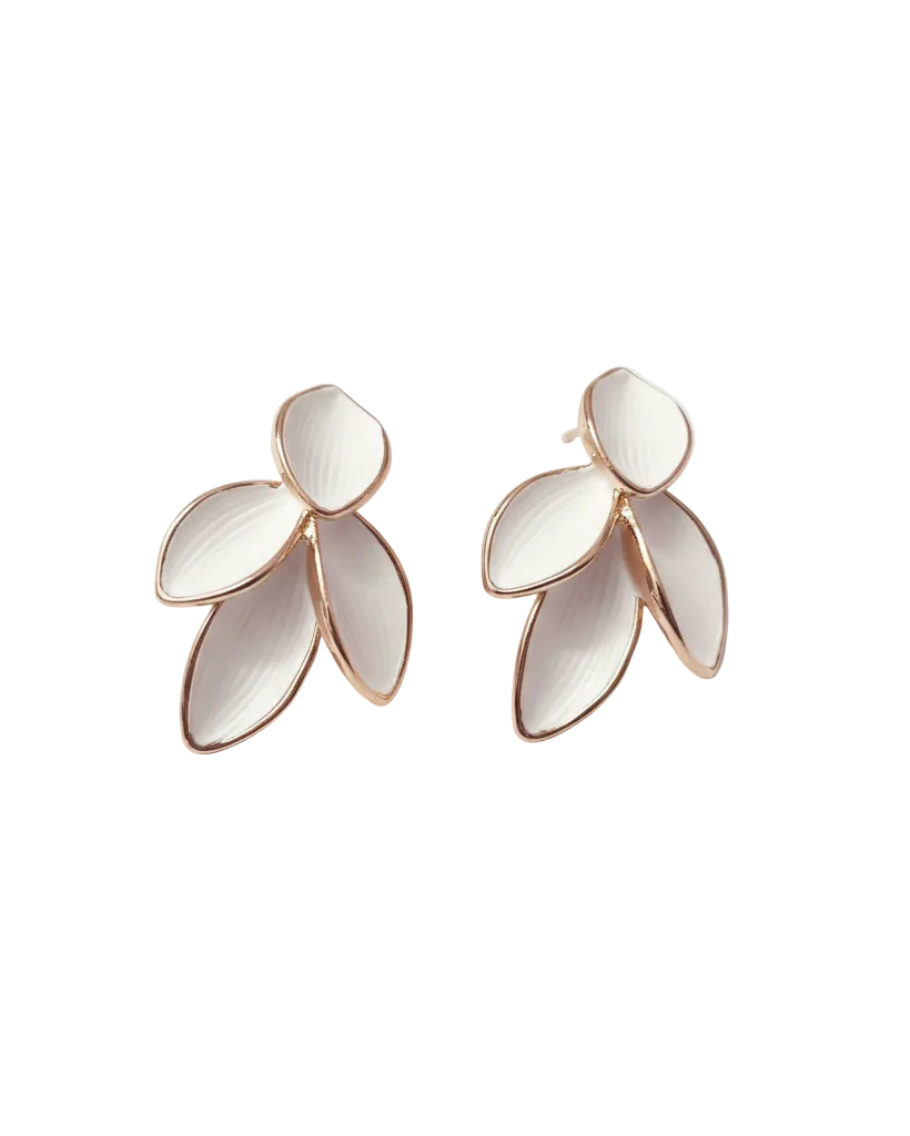 White Petal Cluster Drop Earrings