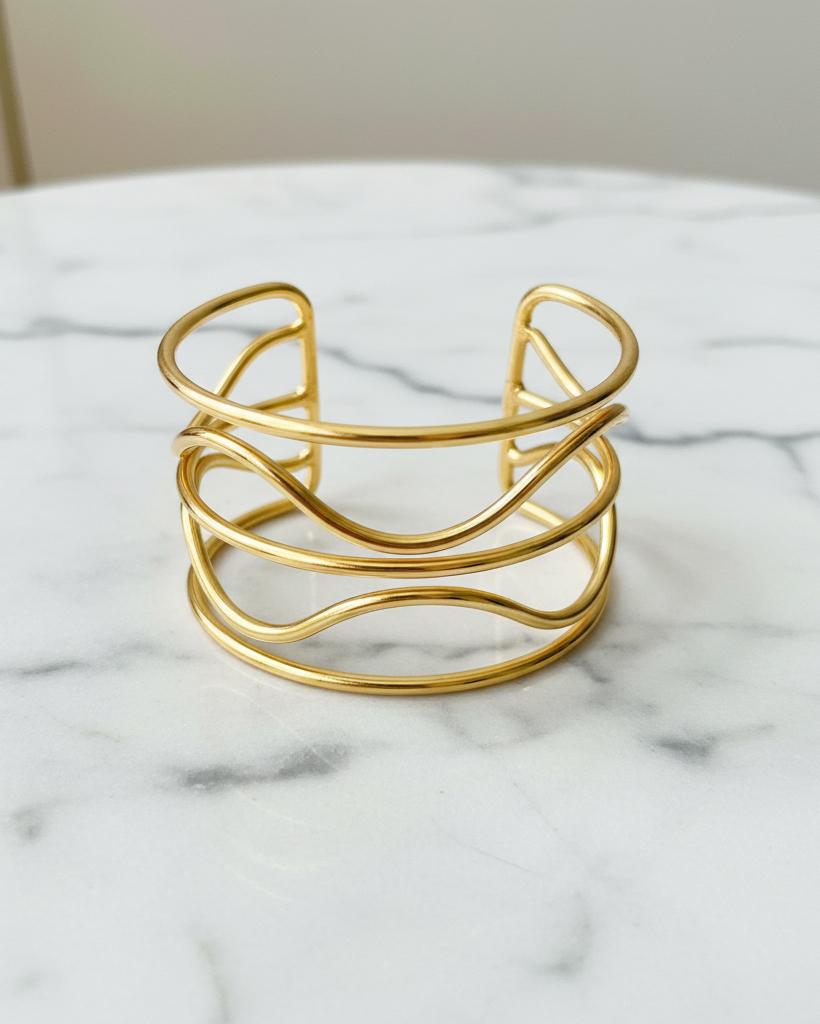 Gold Multi-Wave Cuff Bracelet