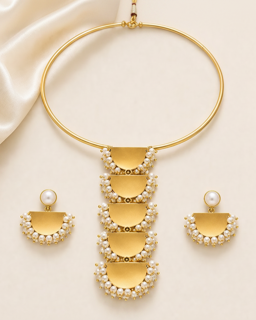 Pearl Cascade Statement Choker Set