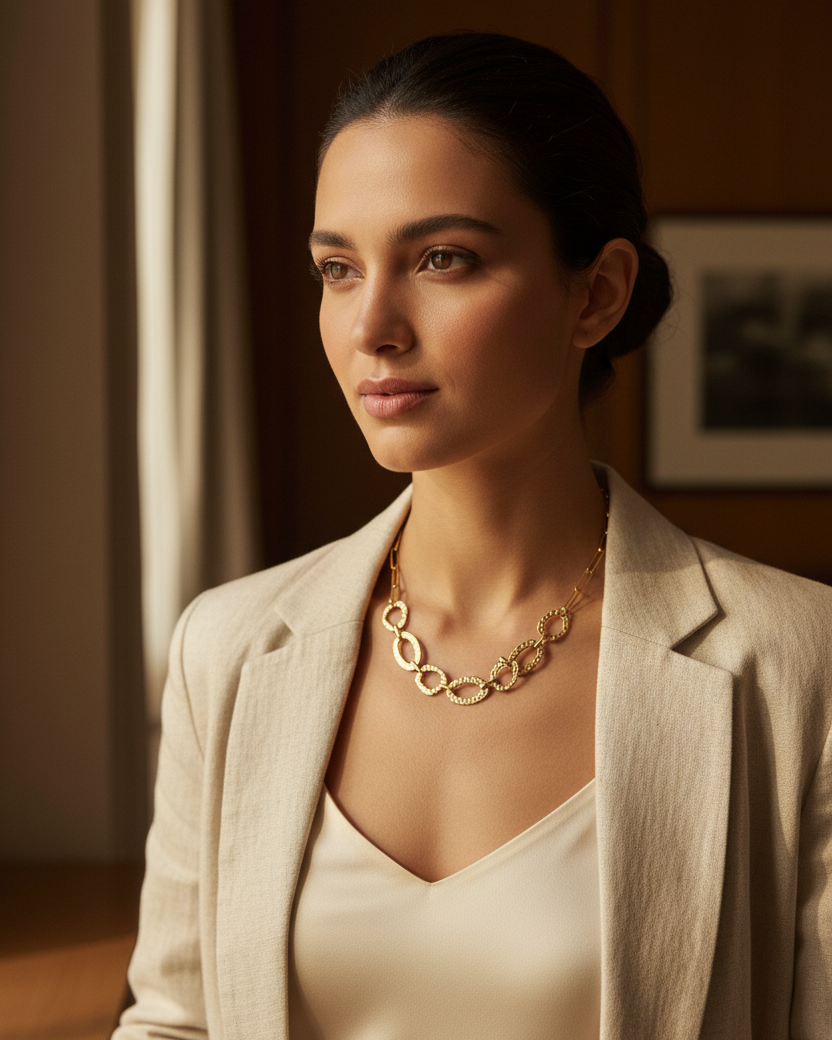 Gold Chunky Oval Link Chain Necklace