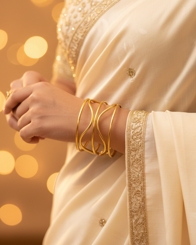 Gold Multi-Wave Cuff Bracelet