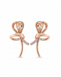 Rose gold flower earrings with champagne stones - enhanced product image