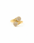 Double Ball Bypass Ring | Gold Pave Crystal Cocktail Ring