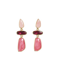 Tri-Stone Blush & Ruby Drop Earrings | American Diamond
