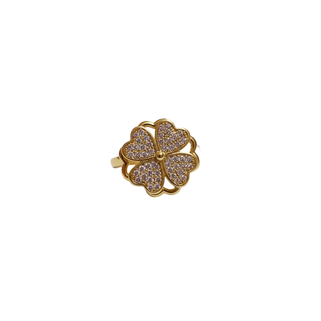 Gold crystal flower ring with sparkling stones - enhanced product image