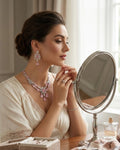 Pink Cat-Eye American Diamond Necklace & Earrings Set
