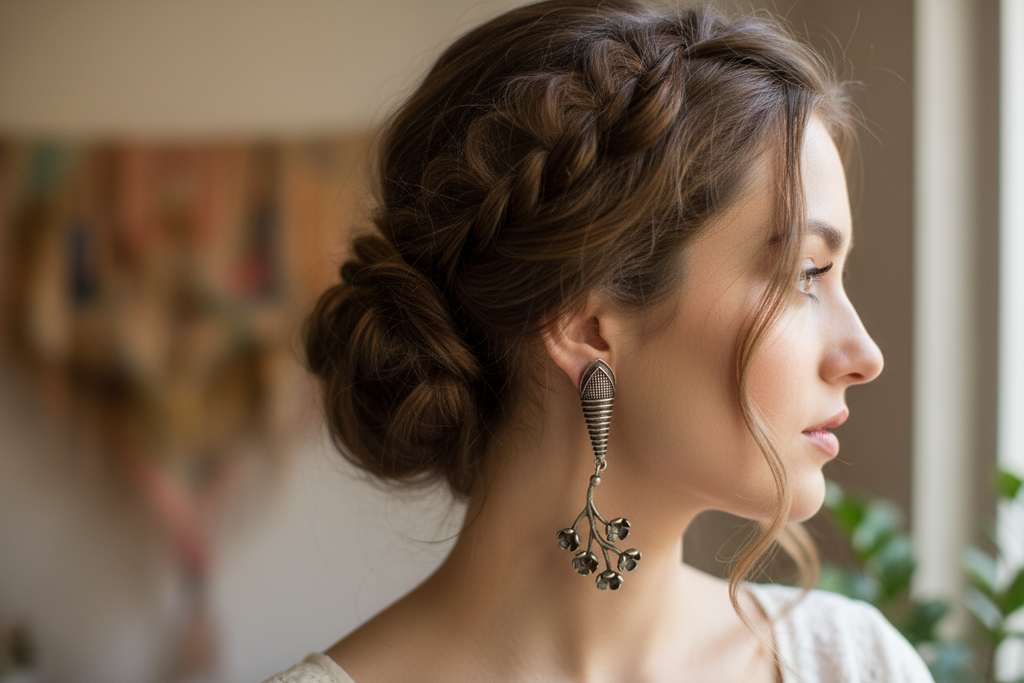Lifestyle Image - Vintage Floral Branch Earrings